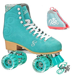 Candi Grl Carlin Quad Roller Skates - Teal - With Script Skate Bag