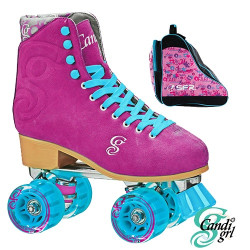Candi Grl Carlin Quad Roller Skates - Berry - With Graffiti Bag