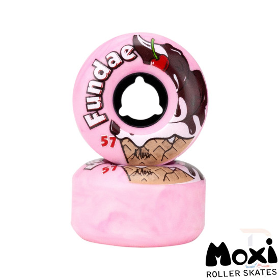 Moxi Fundae Roller Skate Wheels - Bubble Gum 57mm 92a (Pack of 4)