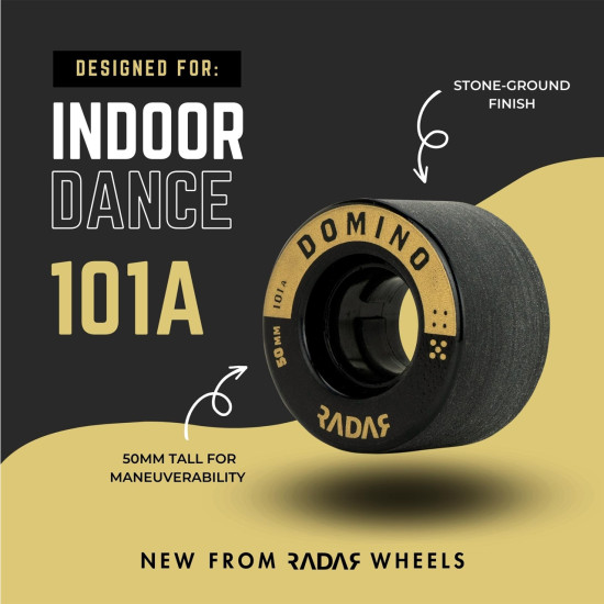 Radar Domino Indoor Dance Wheels Black/Gold  50mm 101A (Pack of 4)