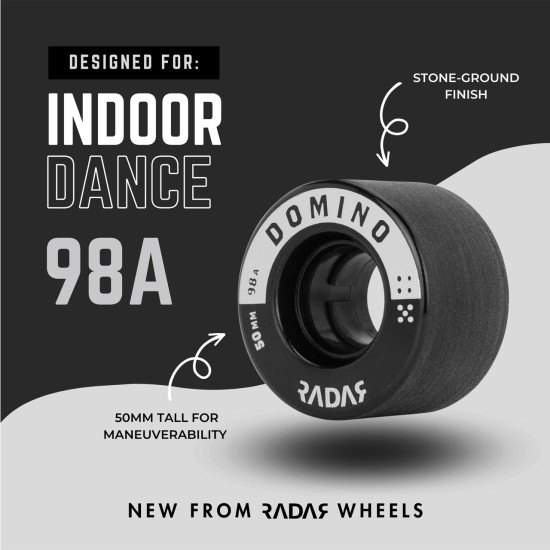 Radar Domino Indoor Dance Wheels Black/Silver 50mm 98A (Pack of 4)