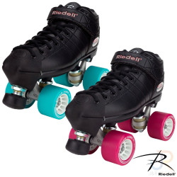 Riedell R3 Derby Skates Black - Blue Wheels