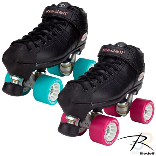 Riedell R3 Derby Skates Black - Blue Wheels