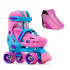 SFR Hurricane III Adjustable Quad Roller Skates Pink/Blue With Skate Bag