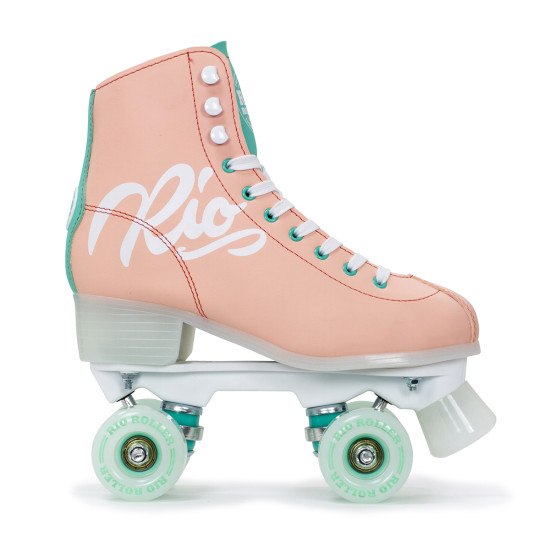 Rio Roller Script Quad Roller Skates - Peach/Green