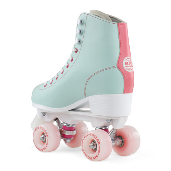 Rio Roller Script Quad Teal/Coral Skates With Matching Bag