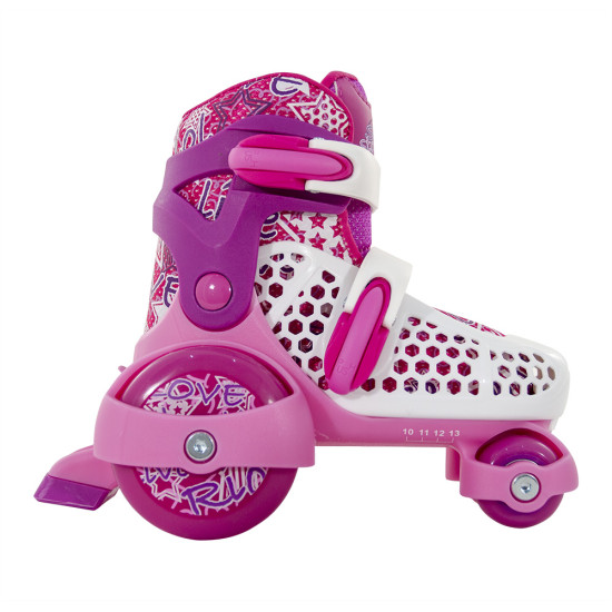 SFR Stomper Girls Adjustable Quad Roller Skates With Safety Pad Set