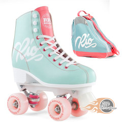 Rio Roller Script Quad Teal/Coral Skates With Matching Bag