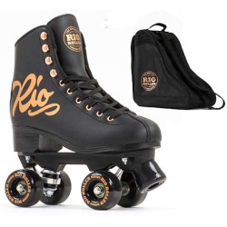 Rio Roller Quad Roller Skates - Rose Black With Bag Package