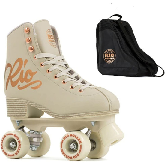 Rio Roller Quad Roller Skates - Rose Cream With Bag Package