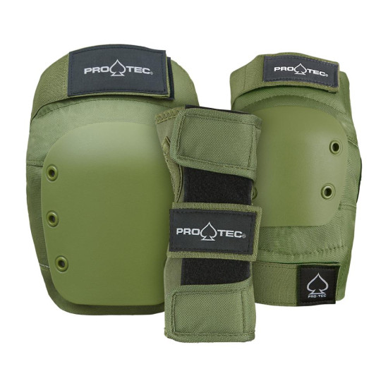 Pro-Tec Pads Street 3 Pack Set Open Back Junior - Army Green