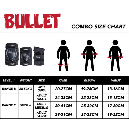 Bullet Combo Standard Pad Set Junior Black