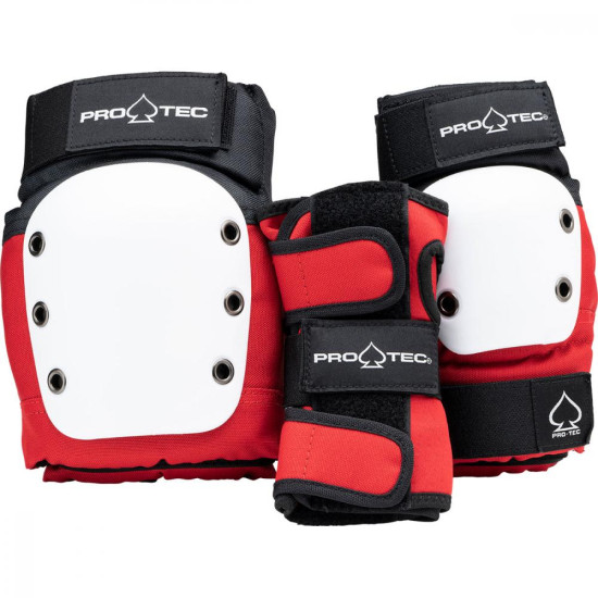 Pro-Tec Pad Set Street Gear Junior 3 Pack Open Back - Red/White/Black
