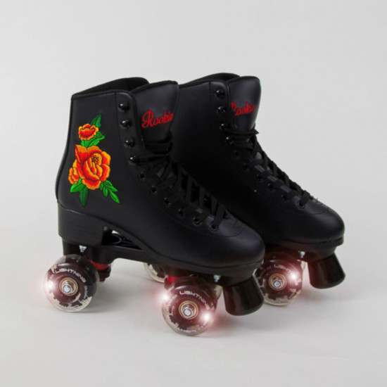 Rookie Quad Roller Skates Rosa - With Black Light Up Wheels!!