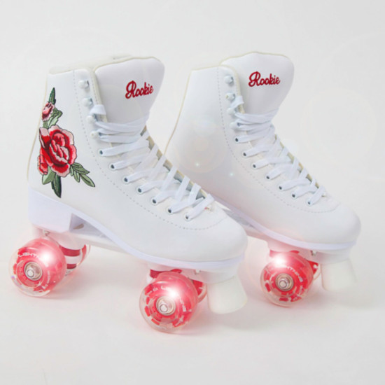 Rookie Quad Roller Skates Rosa - With Red Light Up Wheels!!
