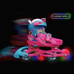 Roces Adjustable Inline Skates Ply Flash Pink/Sky Blue