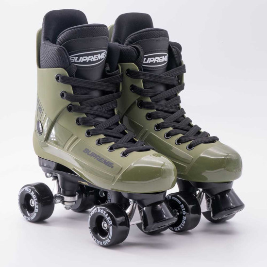 Supreme Turbo 33 Quad Roller Skates - Army Green with Rio Coaster Wheels