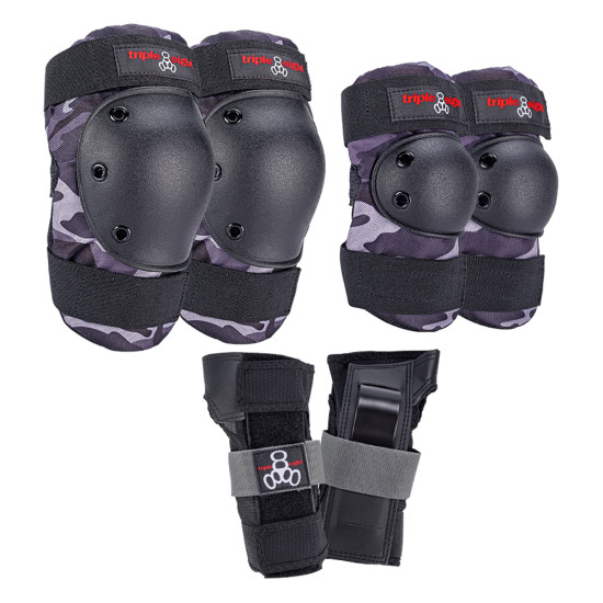 Triple 8 Saver Series 3 Pack Safety Pads Knee Elbow Wrist - Charcoal Camo - Junior