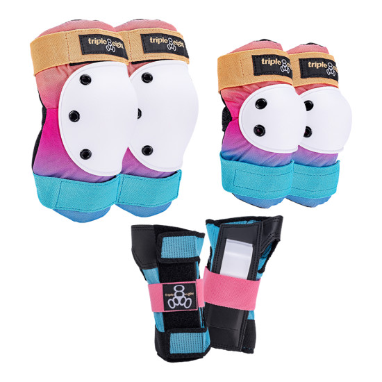 Triple 8 Saver Series 3 Pack Safety Pads Knee Elbow Wrist - Sunset - Junior