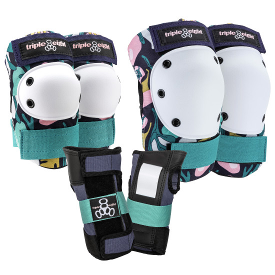 Triple 8 Saver Series 3 Pack Safety Pads Knee Elbow Wrist - Floral - Adult