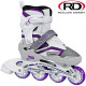 Stingray R7 Adjustable In-Line Roller Skate - White/Lilac