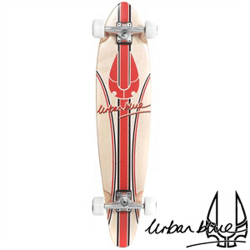 Urban Blue 38" Kicktail Longboard - Red Signature, A4