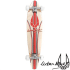 Urban Blue 38" Kicktail Longboard - Red Signature, A4